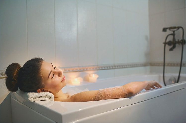 Woman Taking A Hot Bath