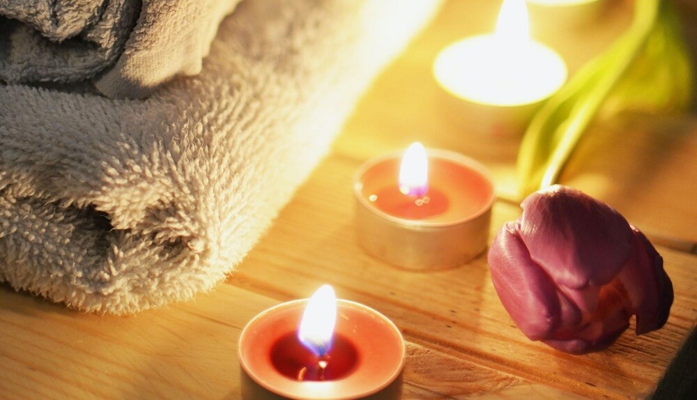 Relaxing candles in preparation for a bath