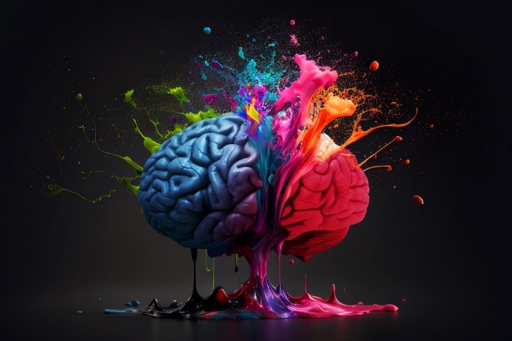 Brain explodes with paints