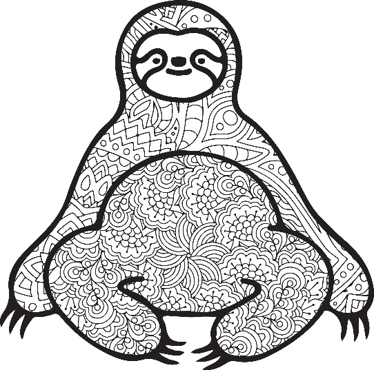 Sloth in meditative pose mandala coloring page