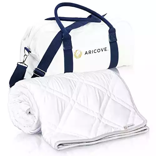 Aricove Cooling Weighted Blanket, 10 lbs, Full/Twin Size for Adults, Luxury Heavy Blanket in Silky Soft Bamboo, 48x72 inches, Machine Washable, White