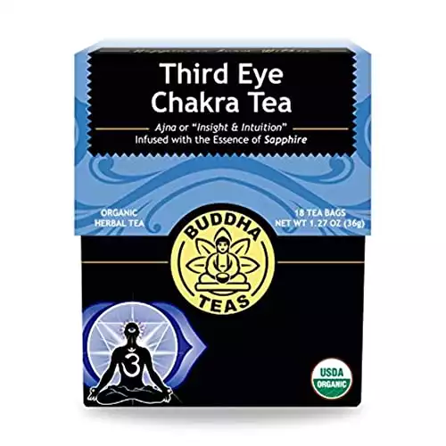 Buddha Teas - Third Eye Chakra Tea - Organic Herbal Tea - For Insight & Intuition - With Eyebright, Spearmint, Star Anise & Sapphire Essence - 100% Kosher & Non-GMO - 18 Tea Bags (Pack of ...