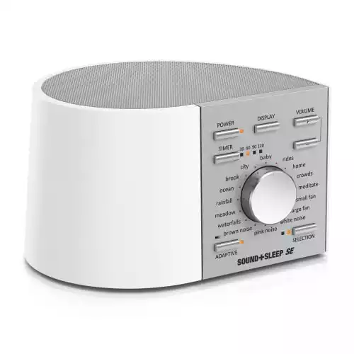 Sound+Sleep SE Special Edition High Fidelity Sleep Sound Machine with Real Non-Looping Nature Sounds, Fan Sounds,White/Silver