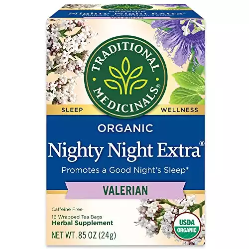 Traditional Medicinals Tea, Organic Nighty Night Extra, Promotes a Good Night's Sleep, 16 Tea Bags