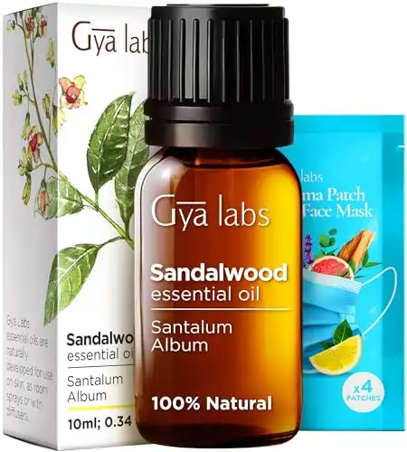 Gya Labs Sandalwood Essential Oils for Diffuser - 100% Natural Sandalwood Oil - Sandalwood Essential Oil for Hair, Skin, Massage & Santalum Album Perfume - 100% Pure Aromatherapy Oils (0.34 fl oz)